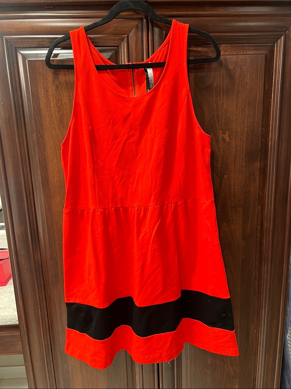 Kensie Red Mini Dress with Black Hem Band